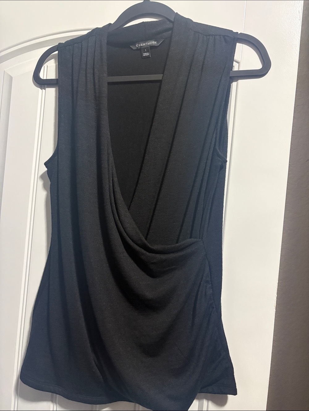 41 Hawthorne Black Draped Surplice Sleeveless Camisole